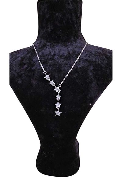 Dark Wind Shooting Star Star Road Zircon Stone Silver Color Women's Modern Steel Y Necklace |   Stylish Gift Jewelry