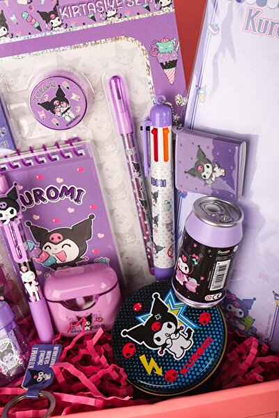 kuromi مجموعة قرطاسية مرخصة من ديكوموس مكونة من 17 قطعة، قلم رصاص متعدد الاستخدامات، مسطرة، معدن، ممحاة، مبراة