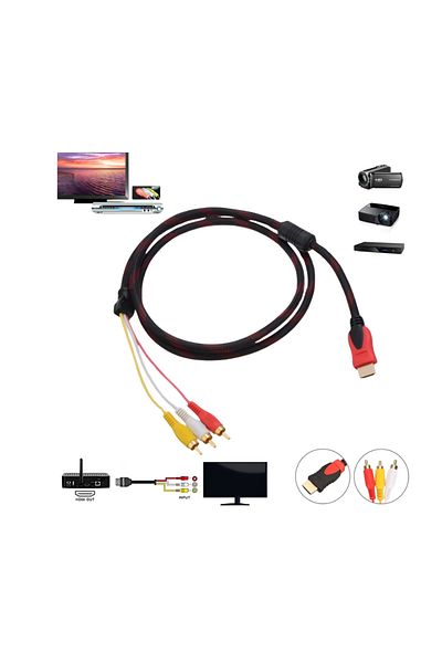 dalip Cablu HDMI la RCA, Connect, 1.5m, Negru-Rosu, Conectori Auriti, Fast Speed Trasmision