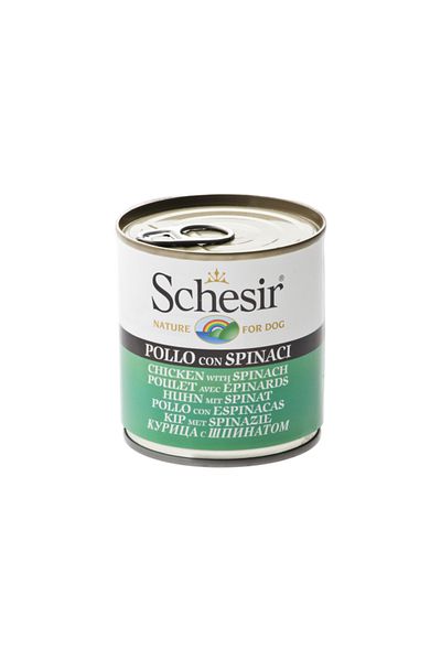 Schesir hrană umedă pentru câini cu pui și spanac la conservă 285 g