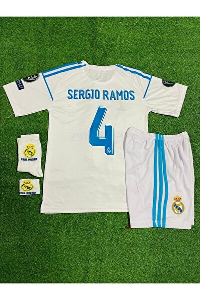 BYSPORTAKUS R.Madridd 2018 Kiev Şampiyonlar Ligi Finali SERGİO RAMOS Çocuk Forması 4'lü Set (ARMALI)