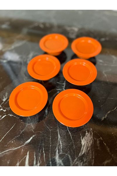 Elk Home Decorative Orange Color 6-Piece Macaron Holder Turkish Delight Holder Coffee Side Presentation Holder