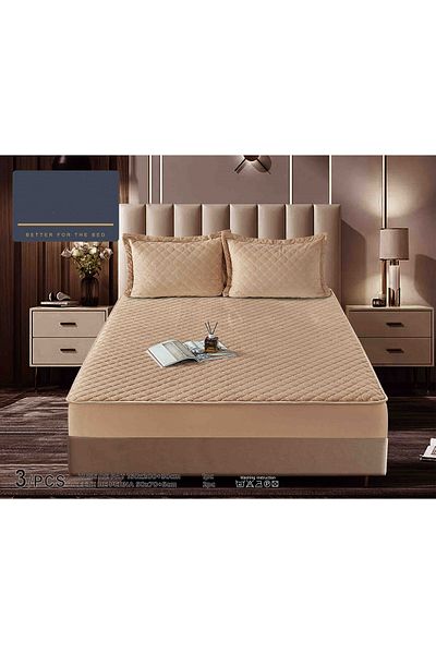 FIONNA.RO Velvet Topper Cover 160x200cm - Beige