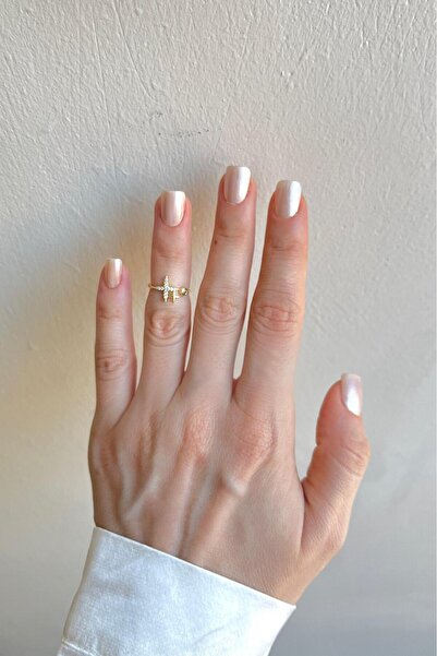 Bijou Luz Gold Kutup Yıldız Sembollü Serçe Parmak / Eklem Ayarlanabilir Yüzük