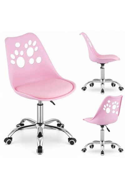 JollyMag Pink children's office chair, swivel and rotating, 5 wheels, eco-leather cushion, JollyMag, KO16R