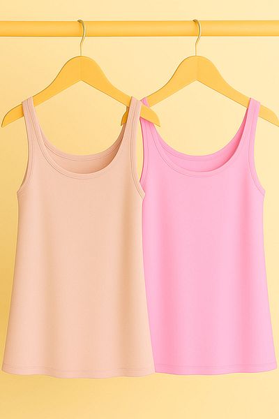 EFFE 2 Pieces A-Line Cotton Thick Strap Athlete T-Shirt