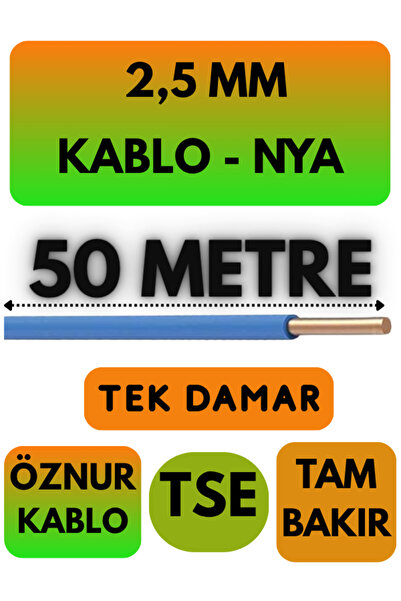 Avarson Öznur 2,5 MM NYA Kablo Metre Seçenekli (Mavi) 50 METRE