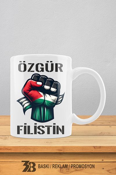 3B BASKI REKLAM PROMOSYON Palestine Thematic Porcelain Mug Cup-3Bfls008