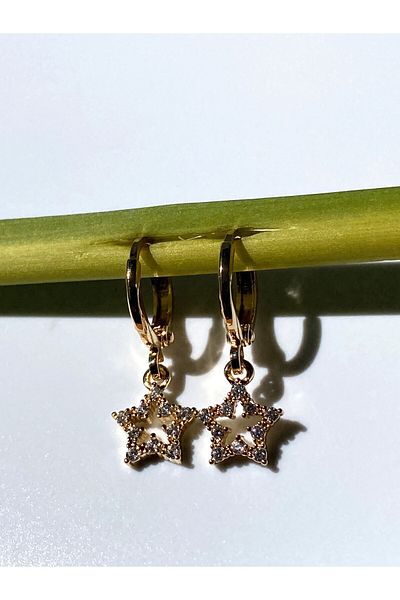kurukafagift Star Earrings Double Tiny Size Zircon Stone