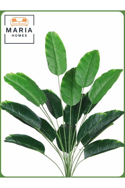 MARIA HOMES Artificial Banana Leaf Plant 80 cm – Decorative Indoor Plant with Gray Pot