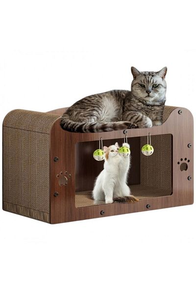 JollyMag Casuta si pat culcus pentru pisici, cu loc de zgariat si jucat, JollyMag, KOT25