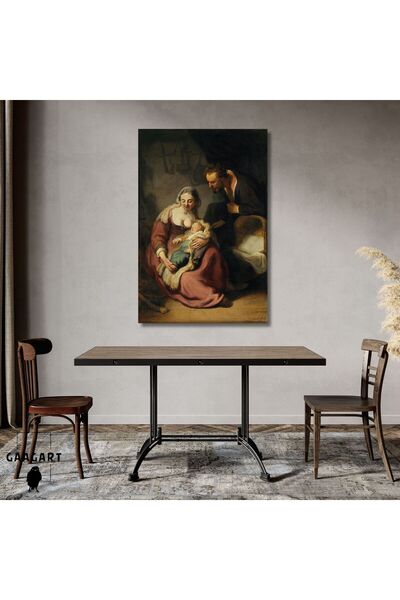 GAAGART Tekli Dikey Kanvas Tablo Ünlü Eserler Rembrandt Van Rijn Holy Family