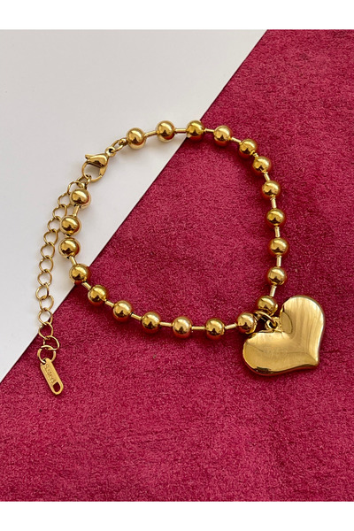 Rupen Kraft 316 L Gold Model Stylish Curved Heart Bracelet Bulk Steel Bracelet Heart Bracelet