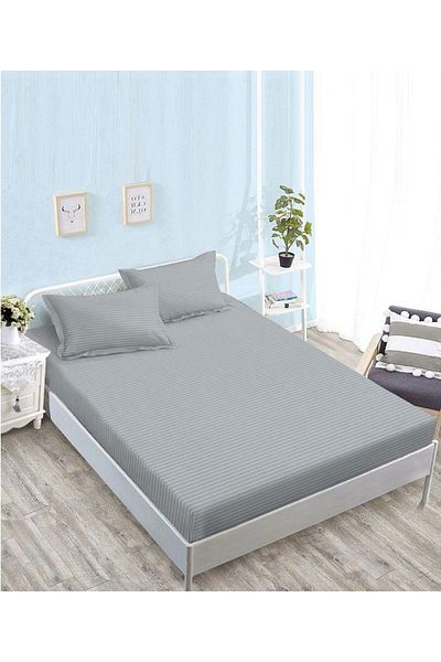 FIONNA.RO Satin Damask Duvet Cover 180x200cm - Light Grey