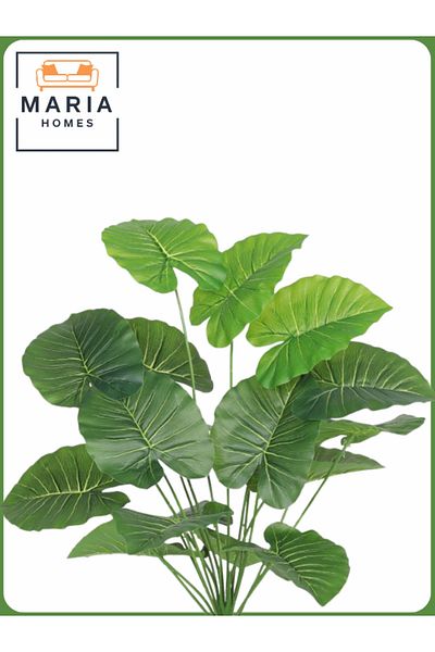 MARIA HOMES Artificial Green Leaf Plant 70 cm – Decorative Indoor Shrub with Gold Pot