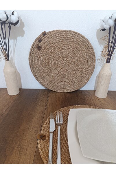 Efuliz Home Jüt-hasır Amerikan Servis, Bambu-Hasır Renk Supla Takımı