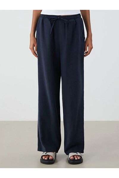 LC Waikiki Xside Navy Blue Women's Wide Leg Trousers with Elastic Waist