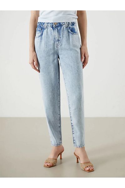 LC Waikiki Lcw Jeans Indigo Elastic Waist Slouchy Fit Women's Jean Trousers