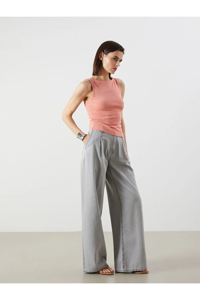 LC Waikiki Γυναικείο τζιν παντελόνι LCW Jeans Grey Wideleg