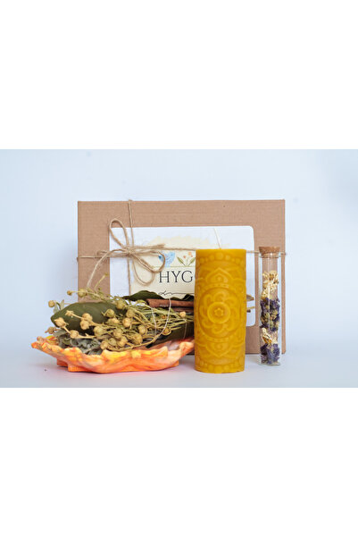 Jovial Hediyelik HYGGE SETİ(bereket tütsüsü, %100 bal mumu mum, tütsü tabak, ...