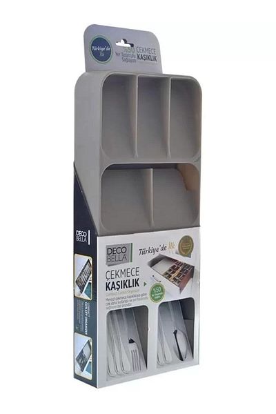 STOREMAX Decobella 50804 9 Compartment Drawer Spoon Holder, Gray