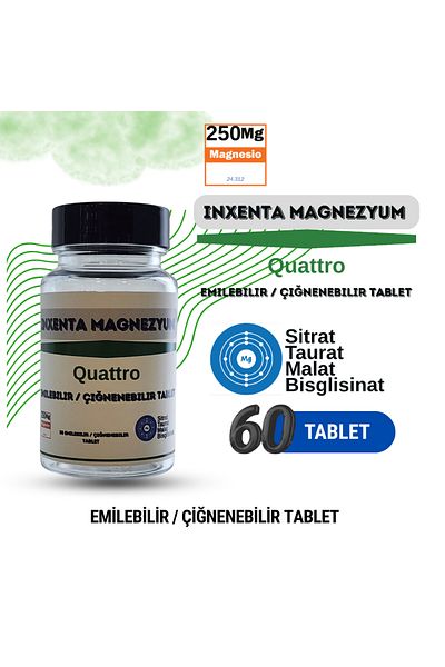 INXENTA Quattro Magnesium Complex – Citrate, Malate, Bisglycinat, Taurate + Vitamin B6 |   60 Tablets