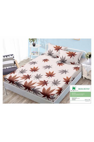 FIONNA.RO Duvet Cover with Elastic and Pillowcases 140x200cm - Autumn Leaves