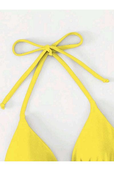 Stail Moda Women's Yellow Minimal Padded Cut Triangle Bikini Top