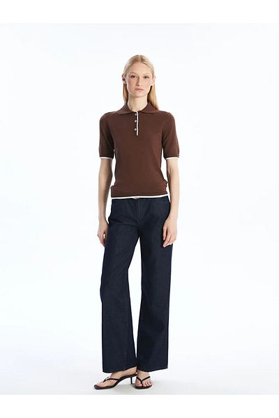 LC Waikiki Lcw Jeans Indigo Wideleg Women's Jean Trousers with Belt