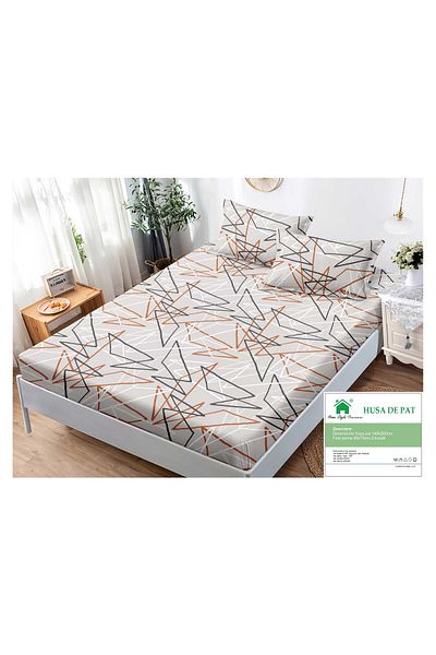 FIONNA.RO Duvet Cover With Elastic And Pillowcases 140x200cm - Drawn Lines