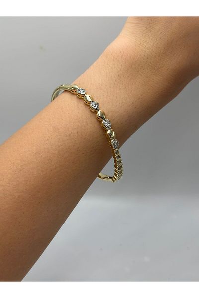 MyladyAccessoriess Row Drop and Zircon Stone Detail Steel Handcuffs