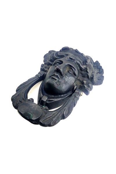 Tahtadankale Διακοσμητικό ρόπτρο πόρτας Caesar από ορείχαλκο σε αντίκα στυλ, χτύπημα - οξείδιο