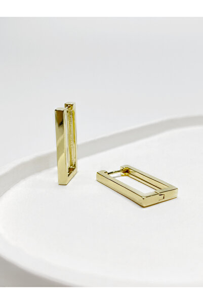 Palace Gold Minimal Tasarımlı Dikdörtgen Xuping Küpe