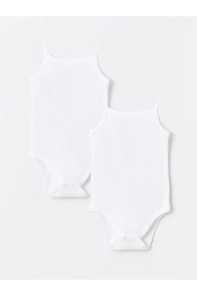 LC Waikiki Square Collar Cotton Baby Girl Snap Bodysuit 2-Piece