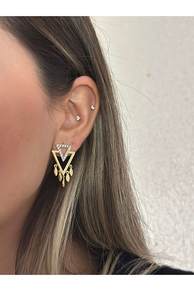 MyladyAccessoriess Inner Triangle Detail Steel Earrings