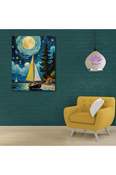 LİLYHOBBYLAND Sayılarla Boyama Hobi Seti Renkli Baskılı Kasnağa Gerili 40x50c...