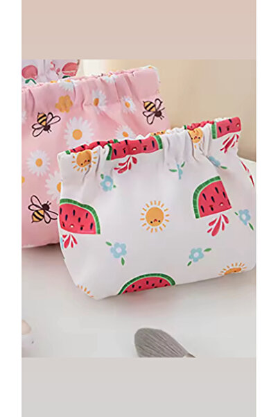 synshop Watermelon Sun Flower Pattern Makeup Pad Cosmetic Bag Organizer Organizator Închidere magnetică