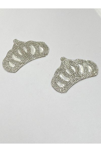 karantuhafiye Crown Crest / Stone Crest / Iron-On / Iron-On Transfer Adhesive Crown Crest / Set of 2 Silver