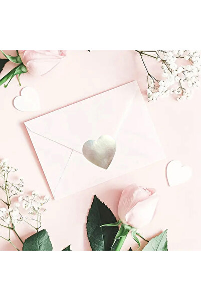 hdcw 500 ADET 2,5 cm RULO YAPIŞKANLI GÜMÜŞ YALDIZ BASKILI KALP STICKER ETİKET HEDİYE PAKETLEME