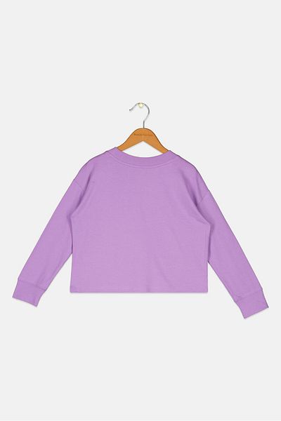 GAP Kids Girl Crew Neck Long Sleeves Graphic Print T-Shirt, Purple