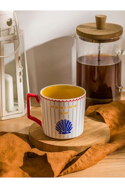 LC Waikiki Lcw Home Mixed Seashell Printed Porcelain Mug 320 ml