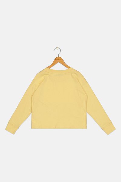 GAP Kids Girl Round Neck Long Sleeve Sequence Top, Yellow