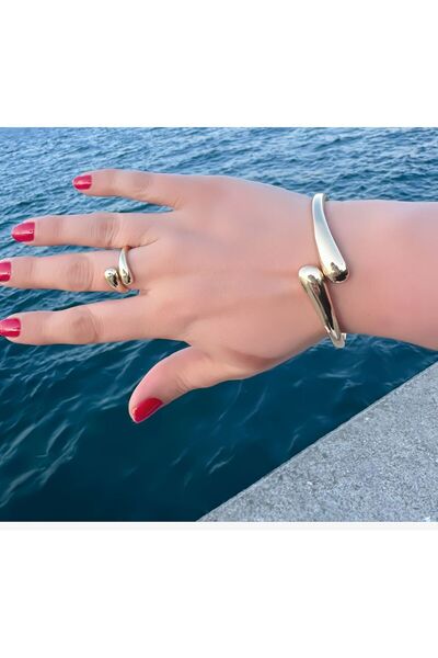 ECEMSEL مجموعة خاتم وسوار من الفولاذ