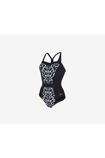 SPEEDO Women Sculpture Aura Glow Swimsuit, Black Combo