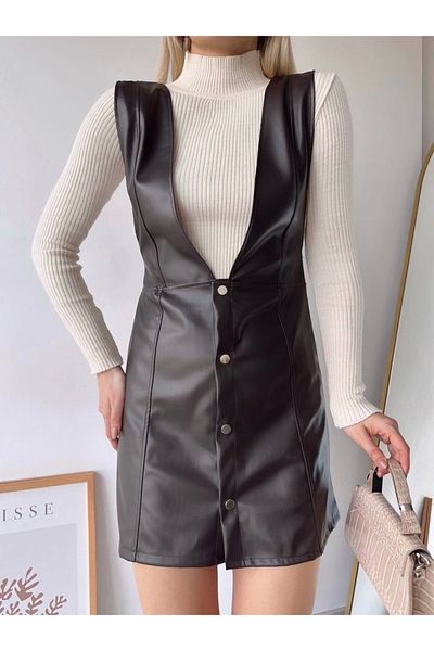alluria Leather Gilet Dress Coffee W24796