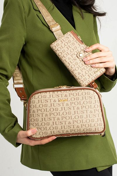 Just Polo Women's Medium Size Faux Leather Printed Shoulder Bag & Wallet Combination (Size: Width 28 X Length 17 cm) Shopper