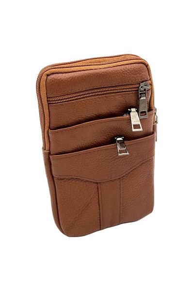 Micutz Men's Bag with Multifunctional Belt Clip, 12.5 x 19 x 4 cm, Light Brown Color