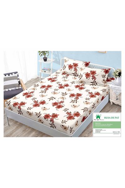 FIONNA.RO Duvet Cover with Elastic and Pillowcases 160x200cm - Flowers in Autumn Colors