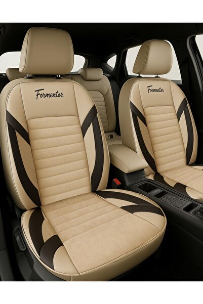 Esin Nove غطاء مقعد سيارة من الريش التايلاندي باللون البيج متوافق مع ميتسوبيش...