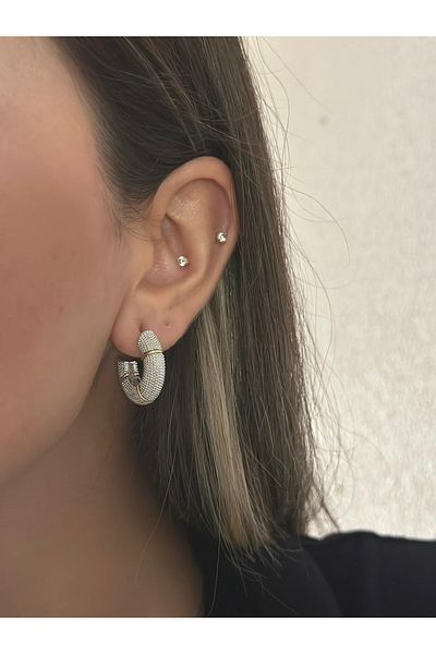 MyladyAccessoriess Topcuk and Gold Detail Hoop Earrings (Steel)